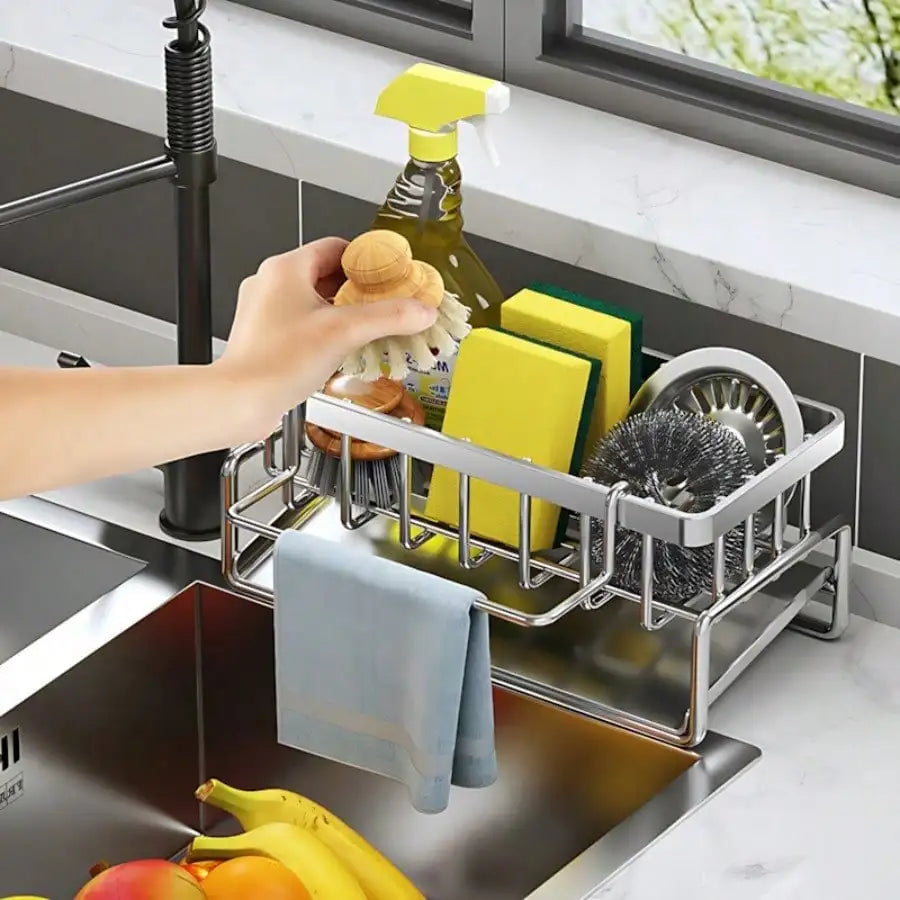 Compartments on the kitchen sink accessory organizer