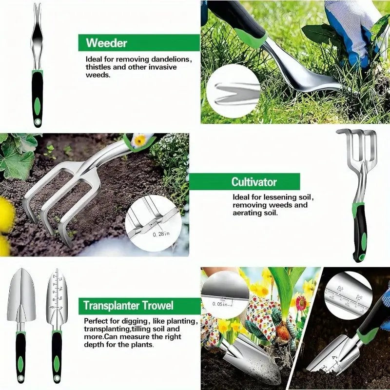 8-piece garden tools set with storage bag and gloves