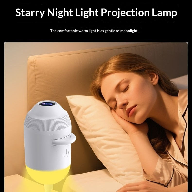 Galaxy projector lamp creating decorative ceiling light