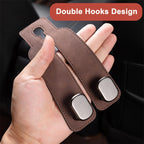 Car seat headrest hooks with leather and metal purse bag hanger