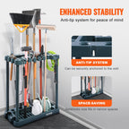 VEVOR 10-slot garden tool organizer rack with wheels