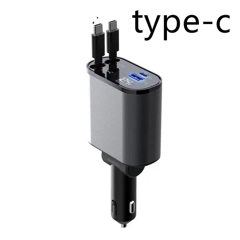 4-in-1 retractable car charger with built-in cables