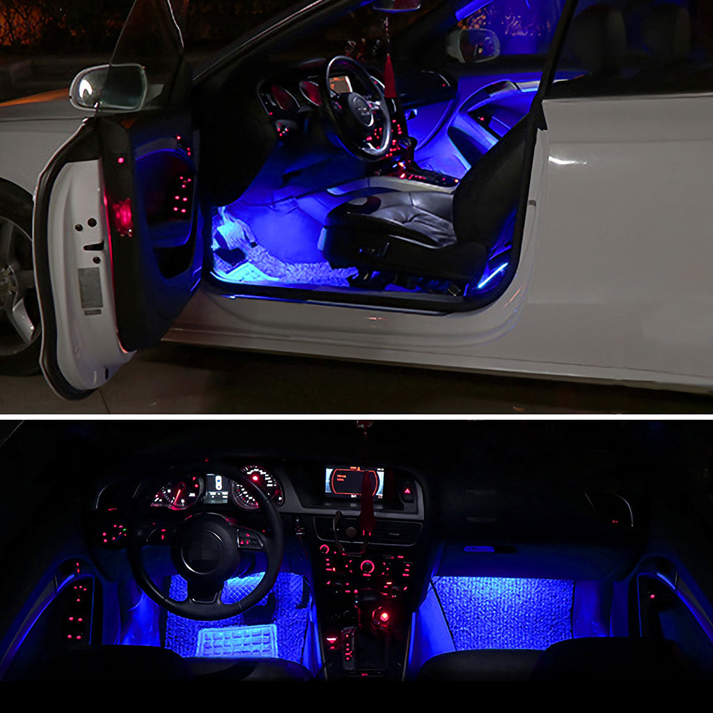 4-piece blue car interior LED atmosphere light kit