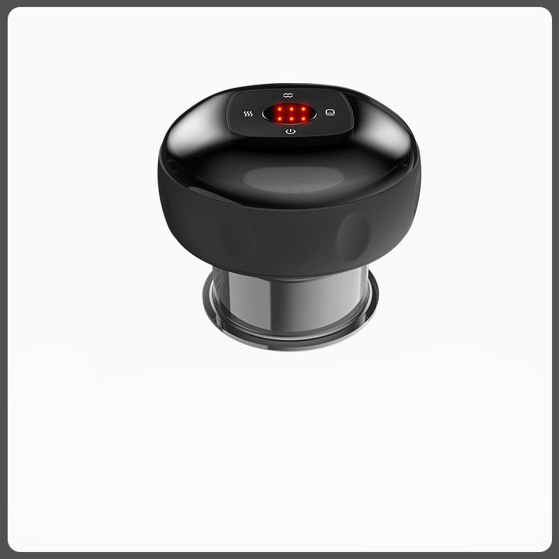 Blue cupping device with illuminated control display on a white background