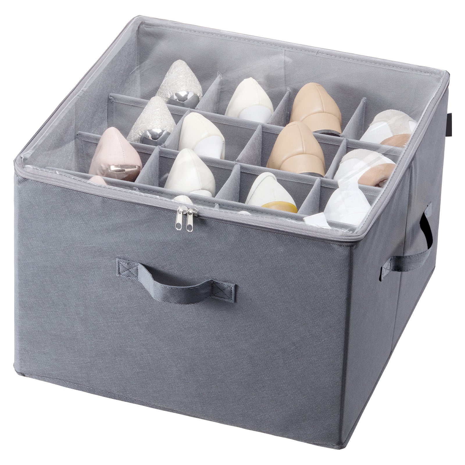 VEVOR under-bed shoe storage organizer with clear cover and 16 compartments