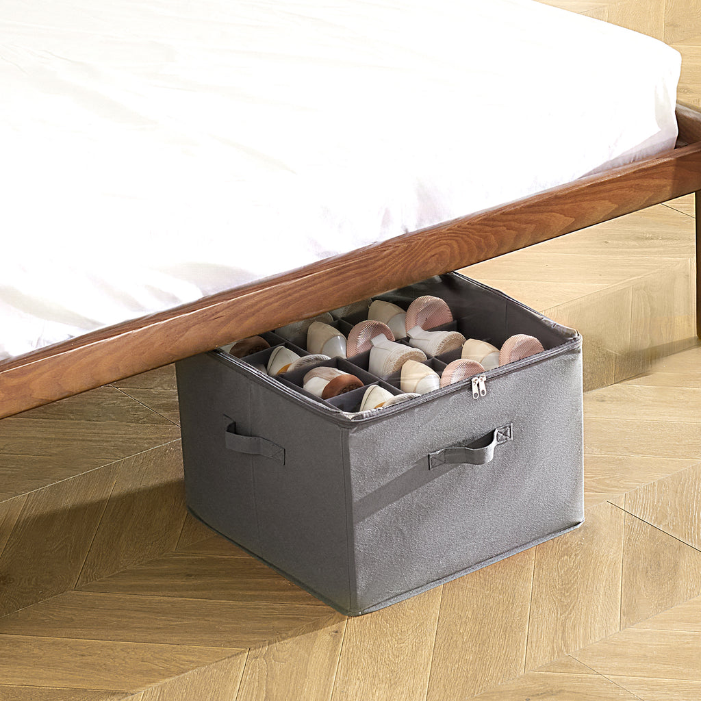 VEVOR under-bed shoe storage organizer with clear cover and 16 compartments