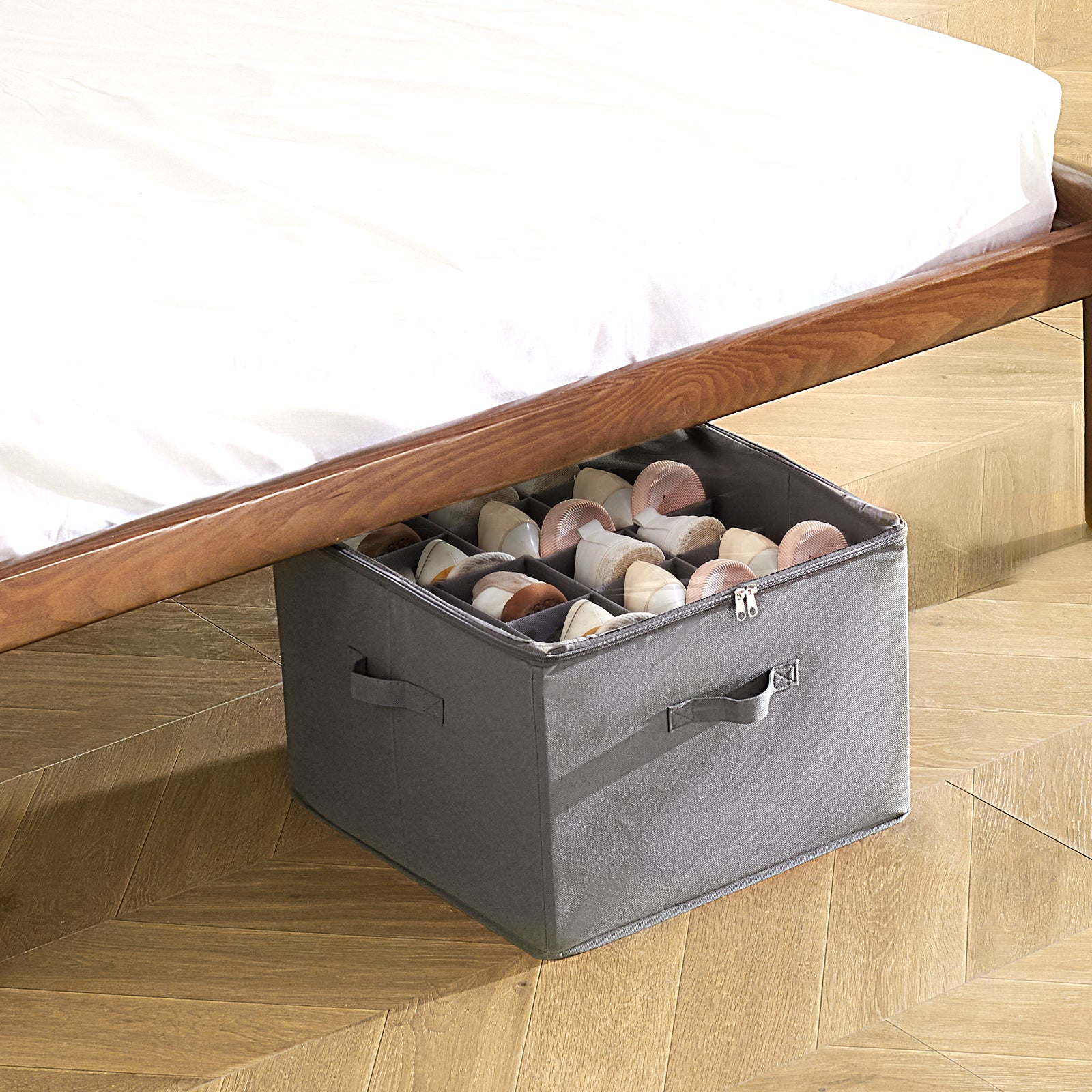 VEVOR under-bed shoe storage organizer with clear cover and 16 compartments