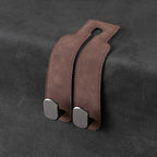 Car seat headrest hooks with leather and metal purse bag hanger