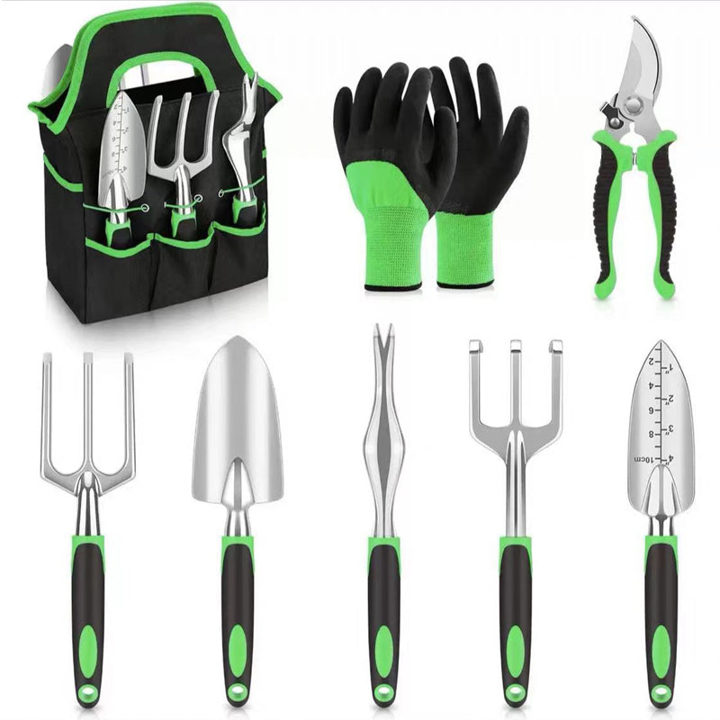 8-piece garden tools set with storage bag and gloves
