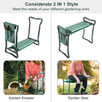 Foldable garden kneeler and seat with EVA cushion and tool pouch