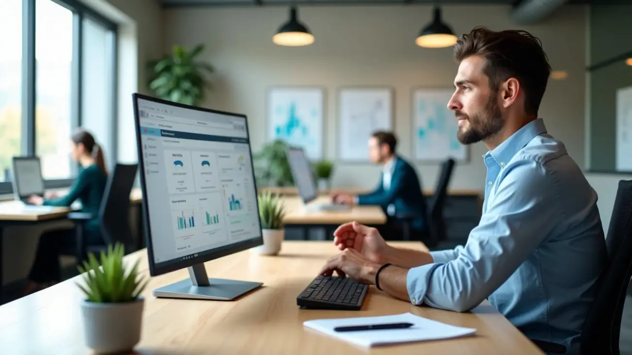 A professional using the SmartLink AI dashboard to simplify workflows. Zynqle