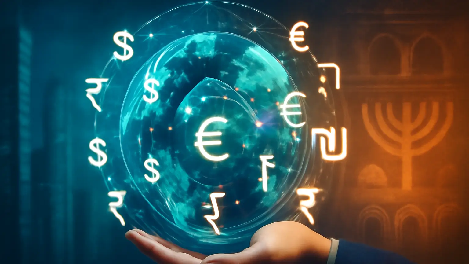 A digital illustration showing a globe with currency and letters, representing the meaning and origins of the name Milyom. zynqle