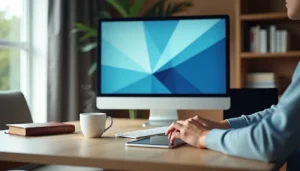 A person working on a desktop computer and tablet, representing how Seekde helps with online research, Zynqle