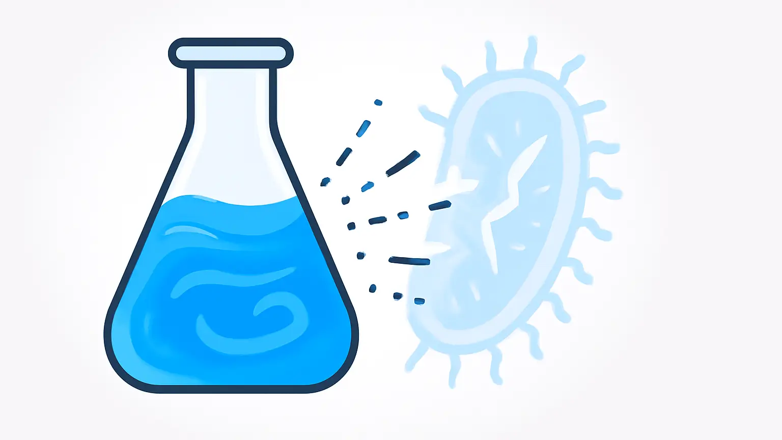 A symbolic image of blue medicine fighting a glowing bacterial cell. This visually explains how strepto penicillin works, a key topic on Zynqle.