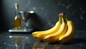 A bunch of yellow bananas on a kitchen counter, illustrating the topic How Many Bananas Can Kill You from the website Zynqle.